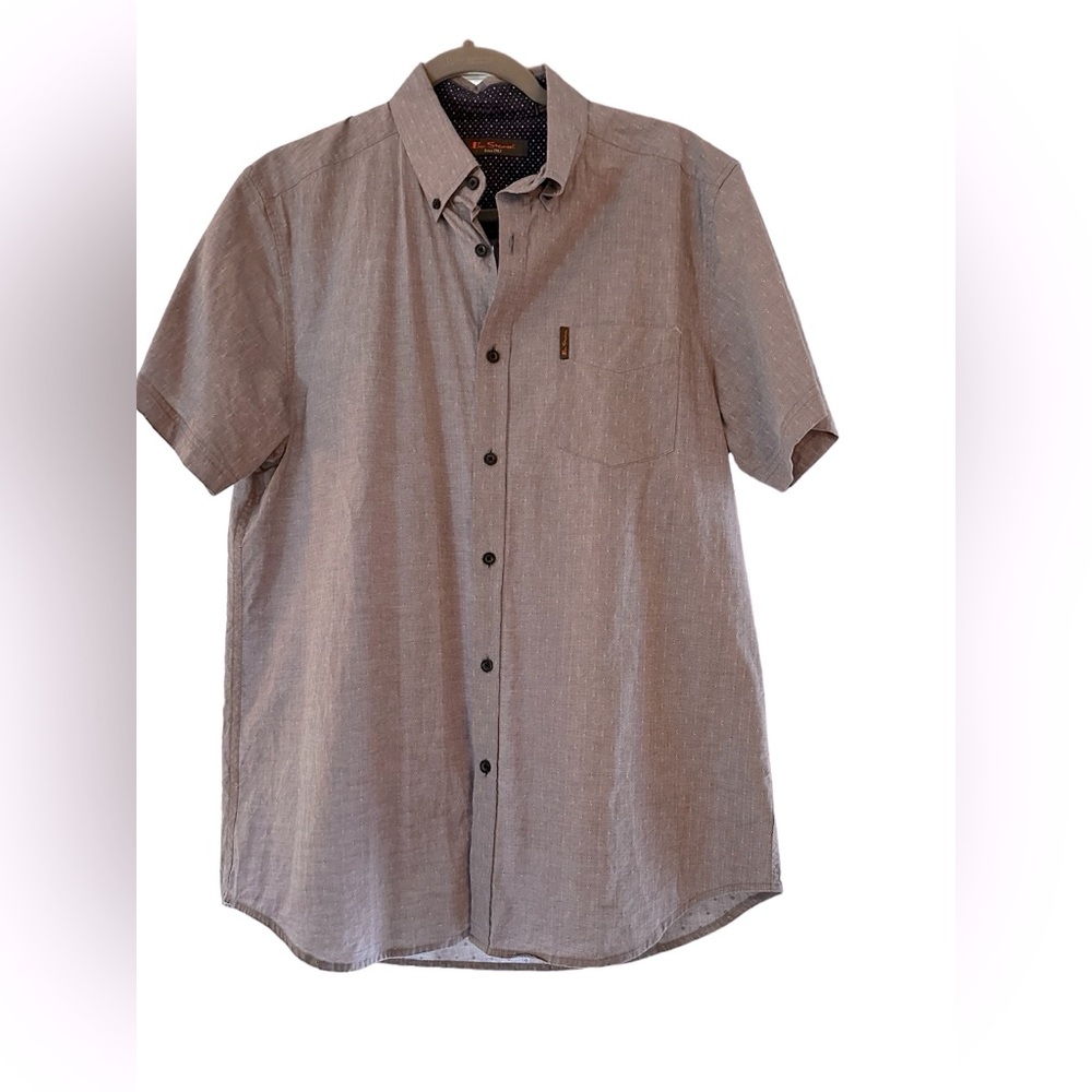 Ben Sherman Men's Chambray Patterned Button Front… - image 1